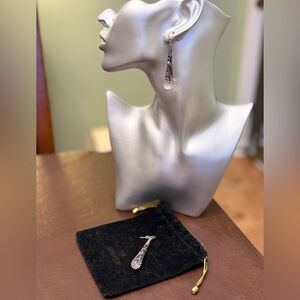 Filigree style intricate detail drop pierced earrings